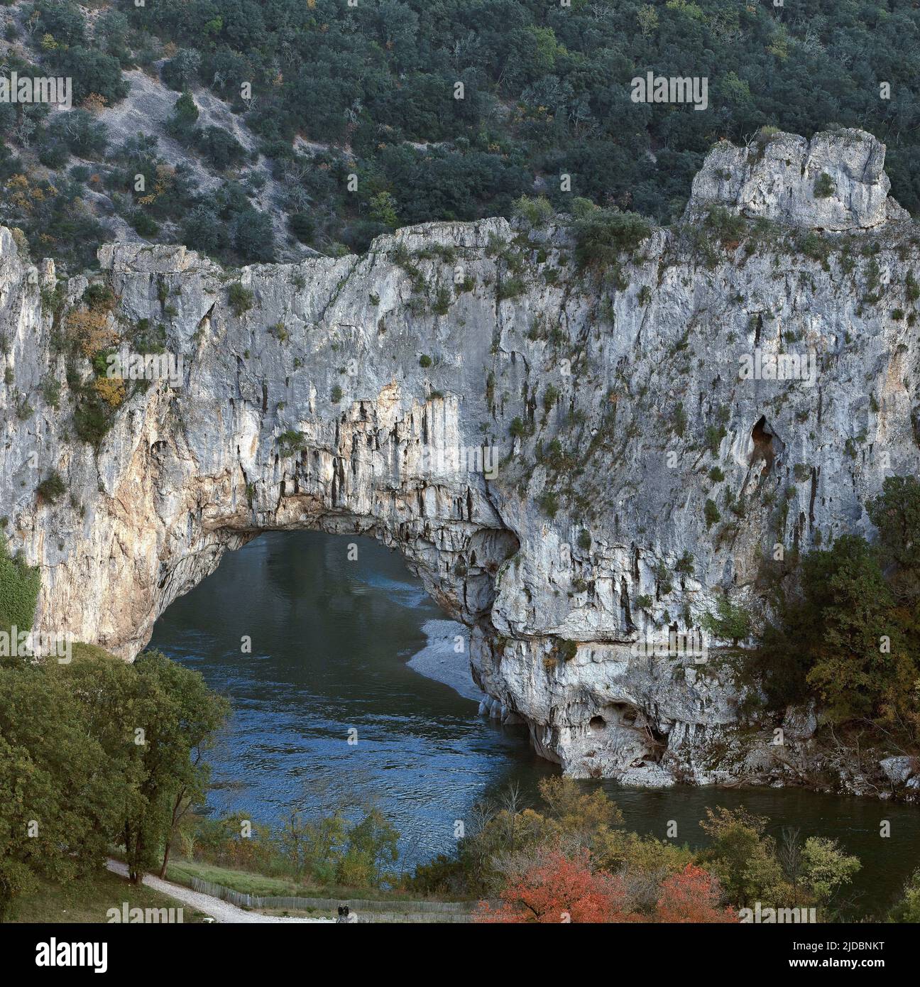 Frankreich, Ardèche Vallon-Pont-d'Arc, die Ardèche-Schluchten, die Pont d'Arc als Grand Site de France eingestuft Stockfoto