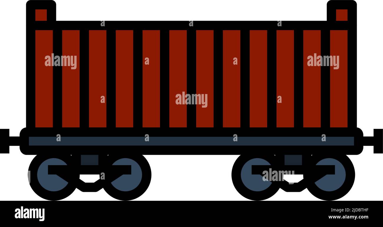 Symbol Für Den Container „Railway Cargo“. Editierbare Fett Formatigte Kontur Mit Farbfüllungsdesign. Vektorgrafik. Stock Vektor