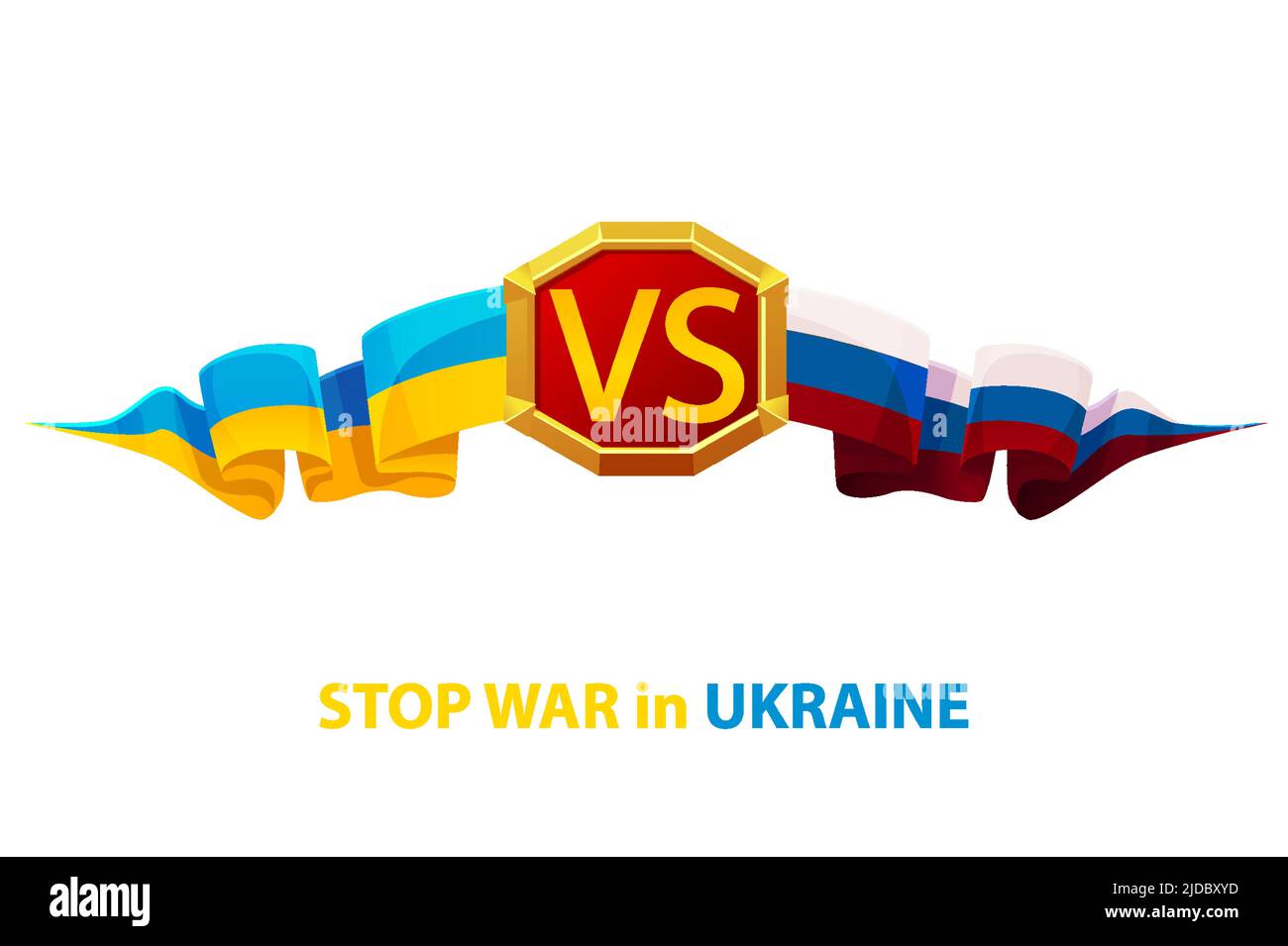 russland gegen die Ukraine, Schachfiguren in den Farben der Flaggen russlands und der Ukraine Stock Vektor