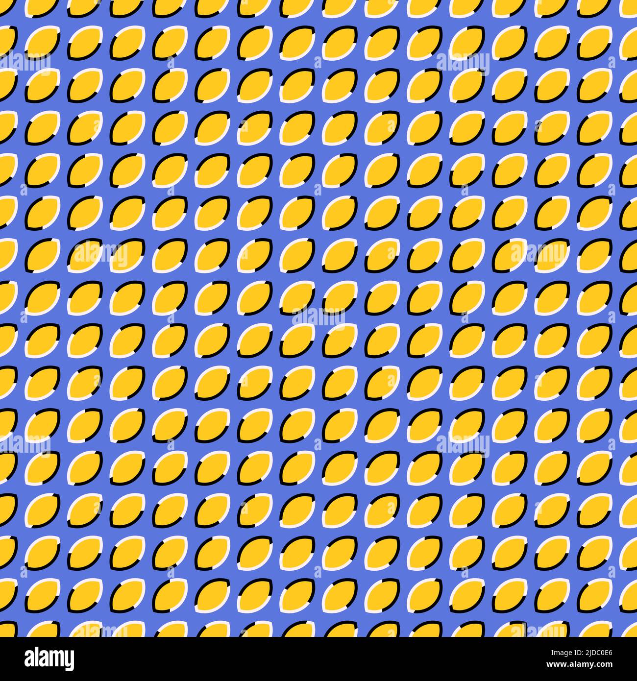 Optische Illusion nahtloses Muster in gelben und blauen Farben Stock Vektor