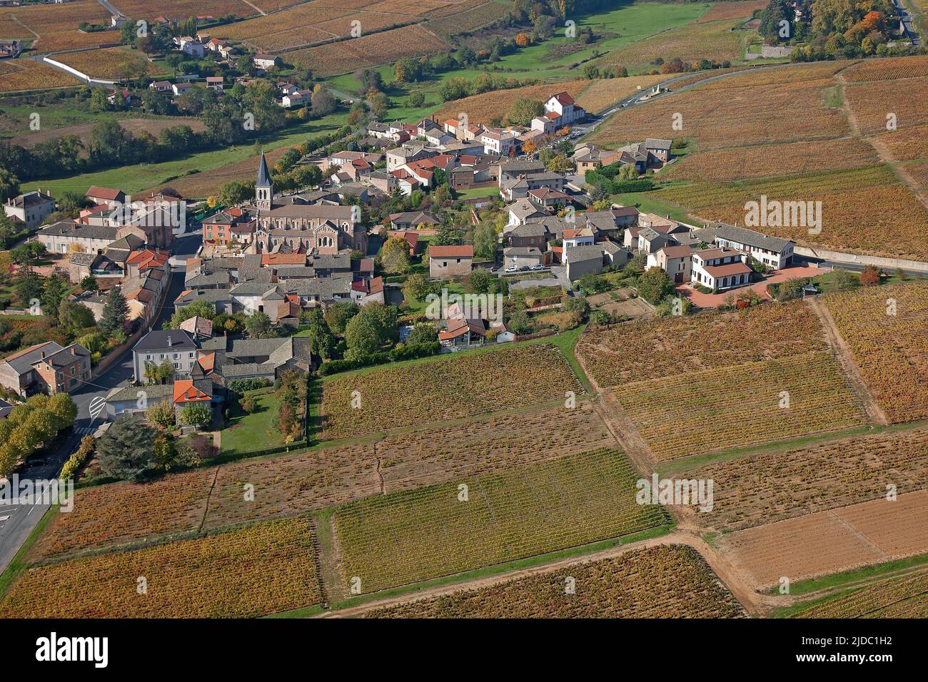 Frankreich, Rhône Juliénas, Dorf des Weinbergs Beaujolais Grand Cru Stockfoto