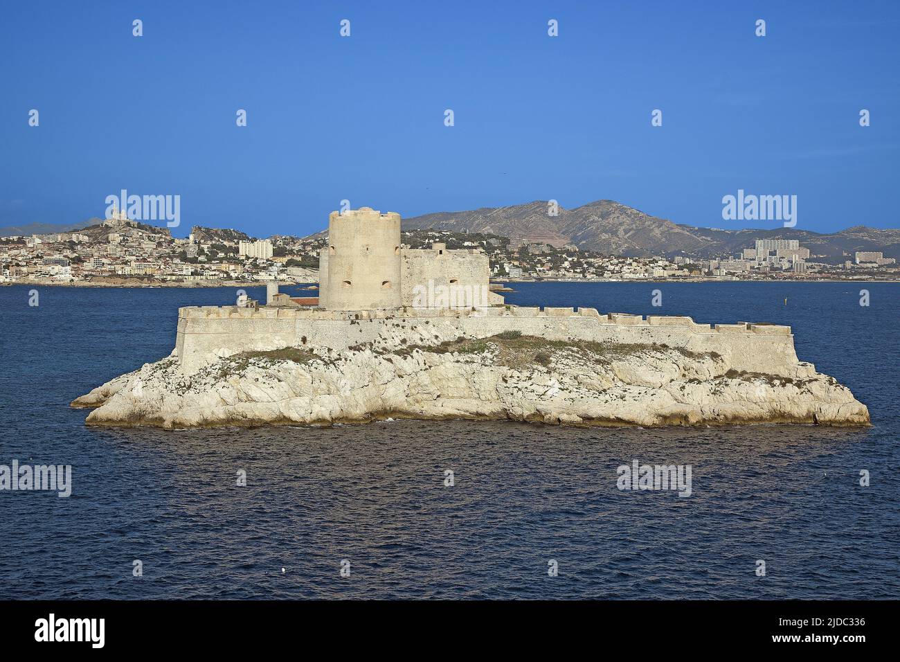 Frankreich, Bouches-du-Rhône Marseille, Frioul-Inseln, Château d'If, (Luftaufnahme) Stockfoto