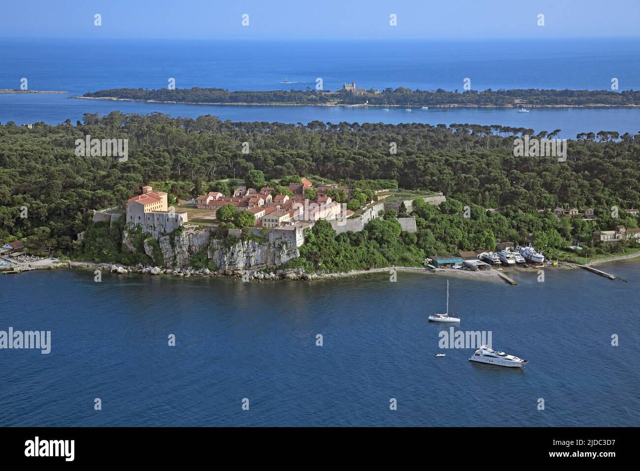 Frankreich, Alpes-Maritimes Cannes, Ile de Sainte Marguerite (Luftaufnahme) Stockfoto