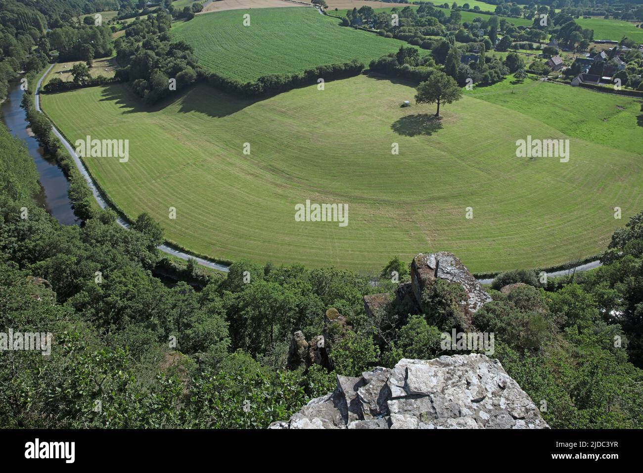 Frankreich, Manche Torigny-les-Villes, Torigni-sur-Vire, Aussichtspunkt der Roches de Ham, la Vire Stockfoto