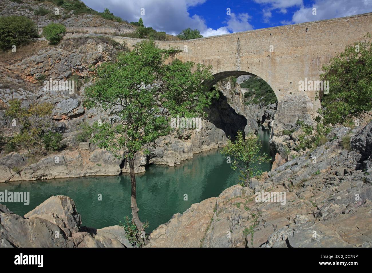 Frankreich, Hérault Saint-Jean-de-Fos, le pont du Diable, Gorges de l'Hérault Stockfoto