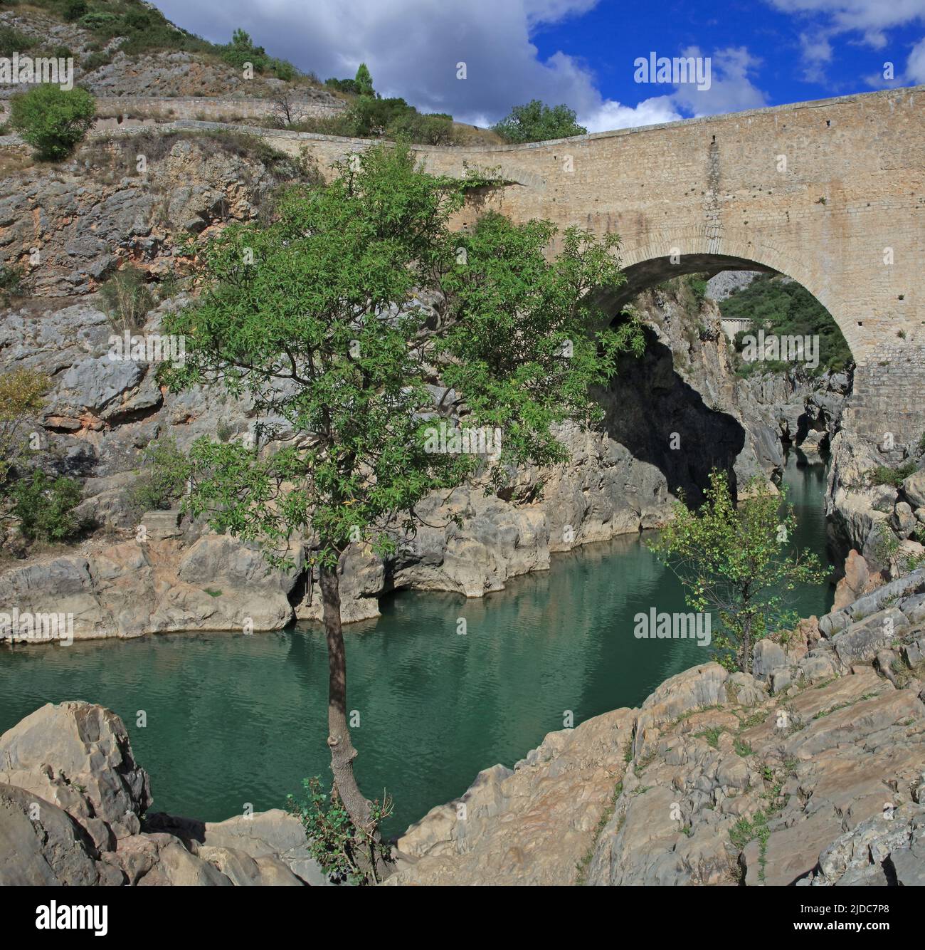 Frankreich, Hérault Saint-Jean-de-Fos, le pont du Diable, Gorges de l'Hérault Stockfoto