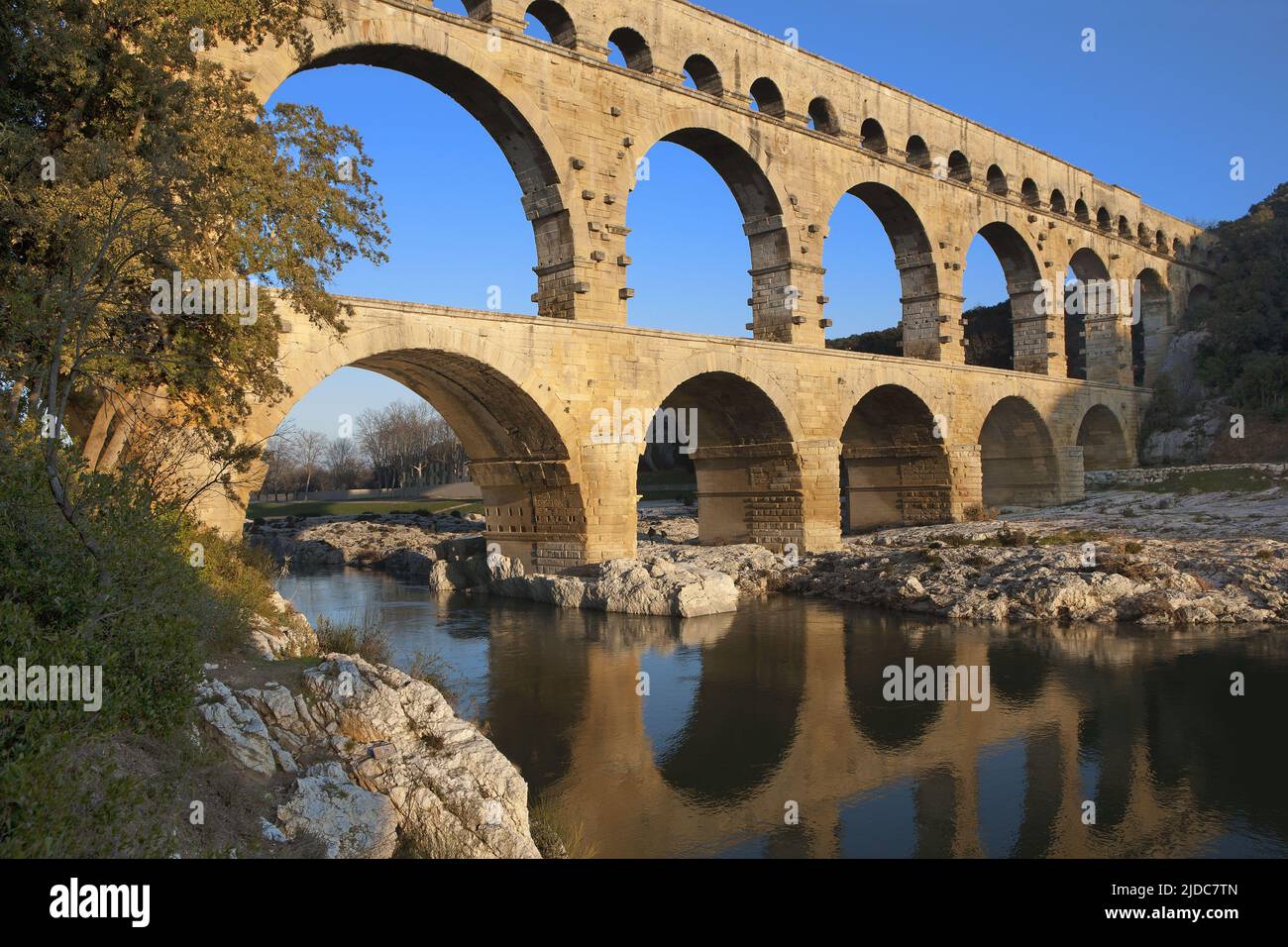 Frankreich, Gard der Pont du Gard, römisches Aquädukt mit der Bezeichnung Grand Site de France Stockfoto