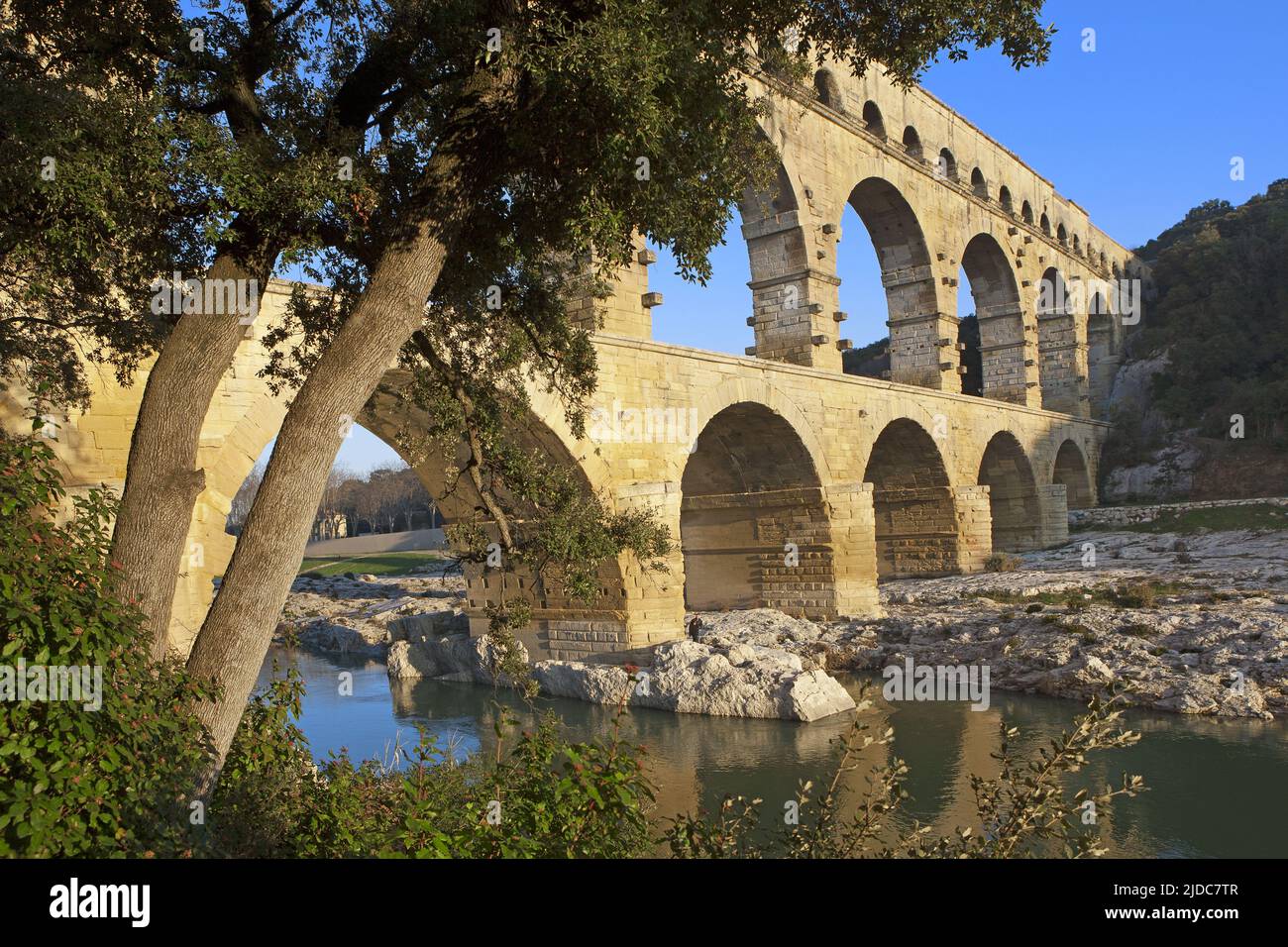 Frankreich, Gard der Pont du Gard, römisches Aquädukt mit der Bezeichnung Grand Site de France Stockfoto