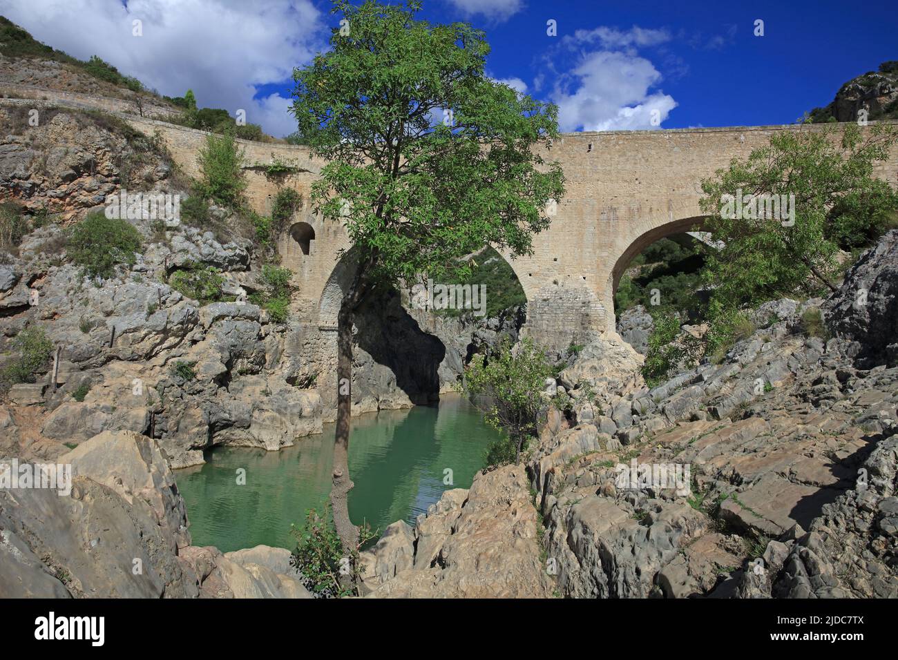 Frankreich, Hérault Saint-Jean-de-Fos, le pont du Diable, Gorges de l'Hérault Stockfoto