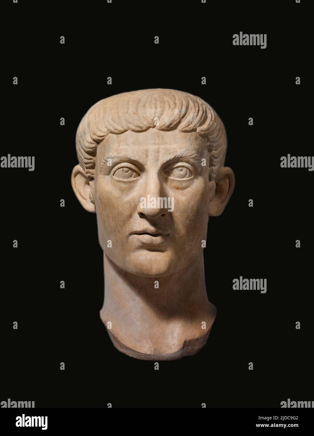 Marmorportrait Kopf des Kaiser Konstantin I Ca. 325–370 N. CHR. Stockfoto