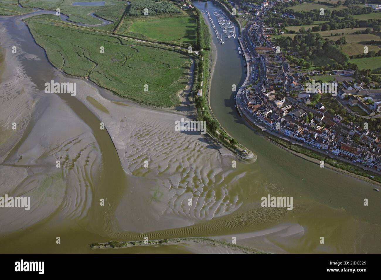 Frankreich, Somme, Saint-Valery-sur-Somme Häfen der Bucht von Somme (Luftaufnahme) Stockfoto