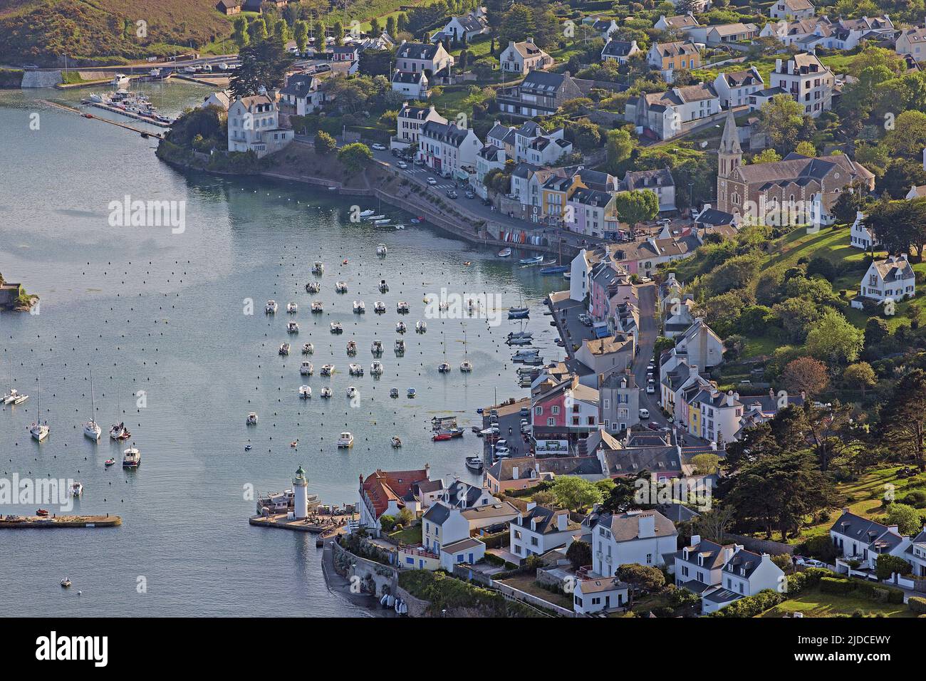 France, Morbihan Belle-Ile-en-Mer, Port-Sauzon (Luftaufnahme) Stockfoto
