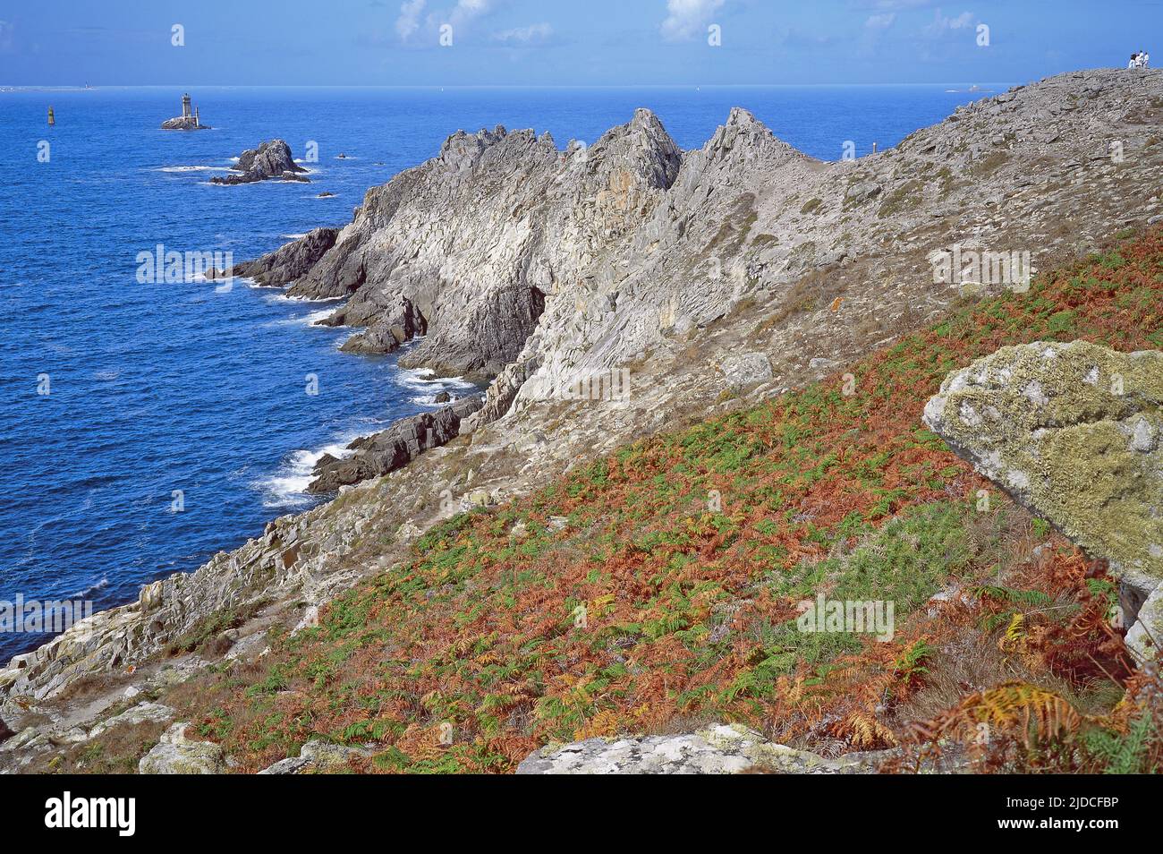 France, Finistère, La Pointe du Raz, ein Standort mit der Bezeichnung Grand Site de France (Luftaufnahme) Stockfoto