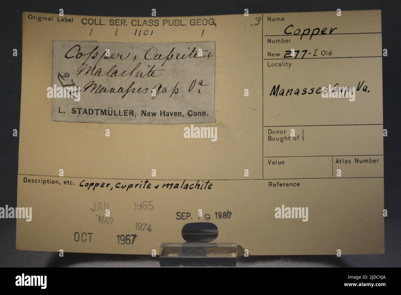 Kupfer. Mineralien. Nordamerika; USA; Virginia; Fairfax County; Manassas; Manassas Gap Stockfoto