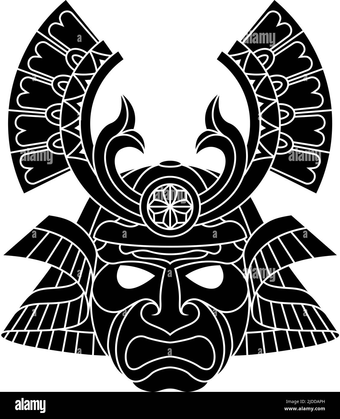 Samurai Maske Japanischer Krieger Helm Illustration Stock Vektor