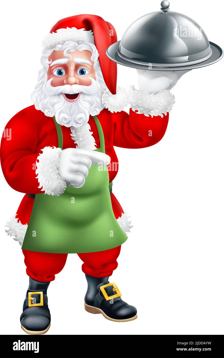 Weihnachtsmann Vater Weihnachten Essen Cloche Cartoon Stock Vektor