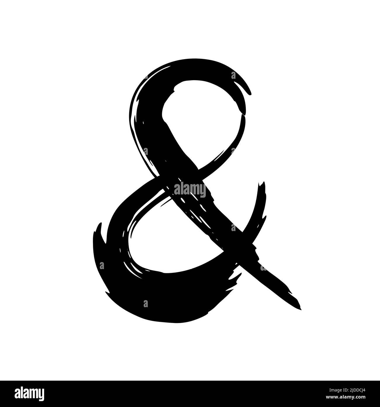 Handgezeichnetes Ampersand-Symbol, handbemalt mit Tintenpinsel. Vektorgrafik Stock Vektor