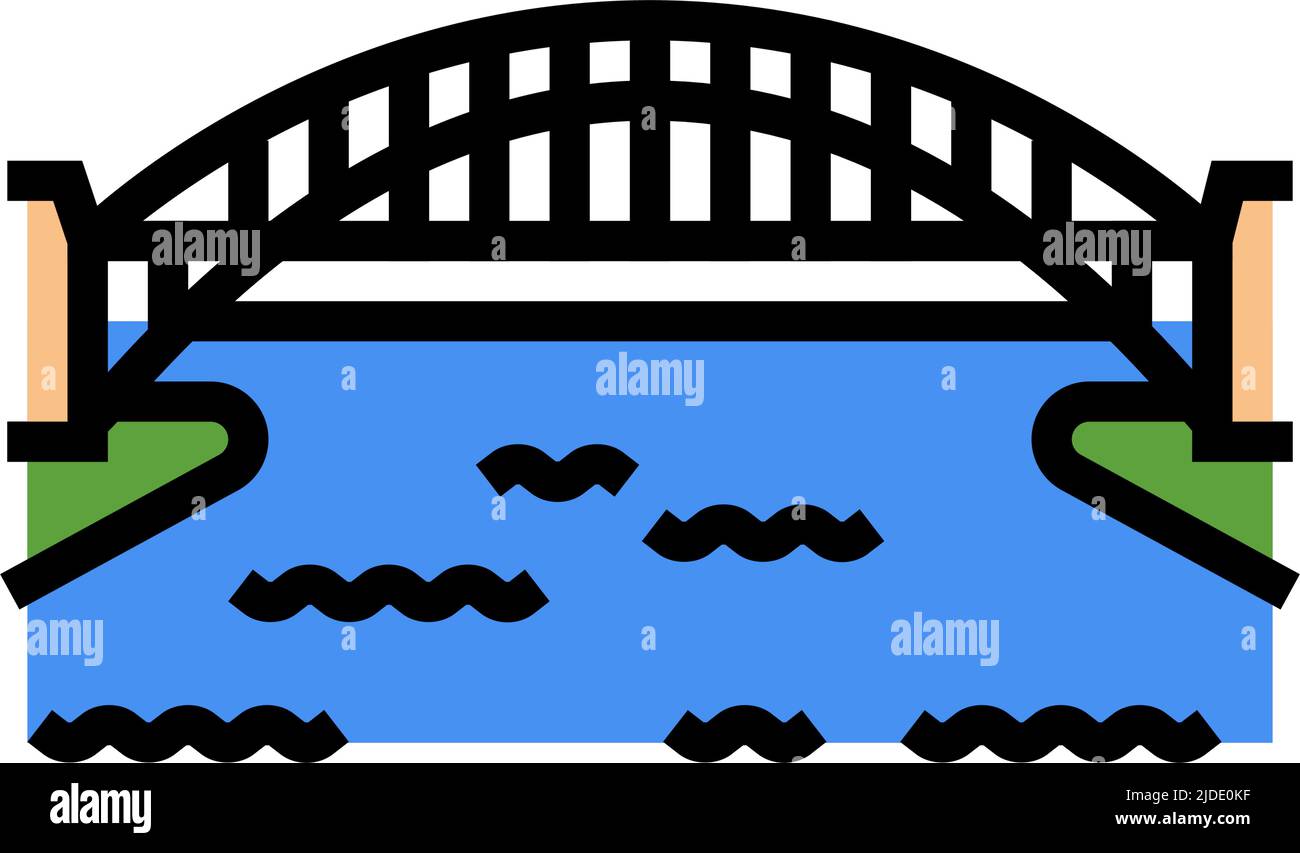 Illustration für Symbole der Hafenbrücke in Farbe Stock Vektor