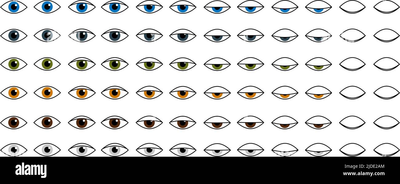 Augen-Symbol öffnen, um farbig zu schließen Stock Vektor Augen-Symbol öffnen, um farbig zu schließen Stock Vektor