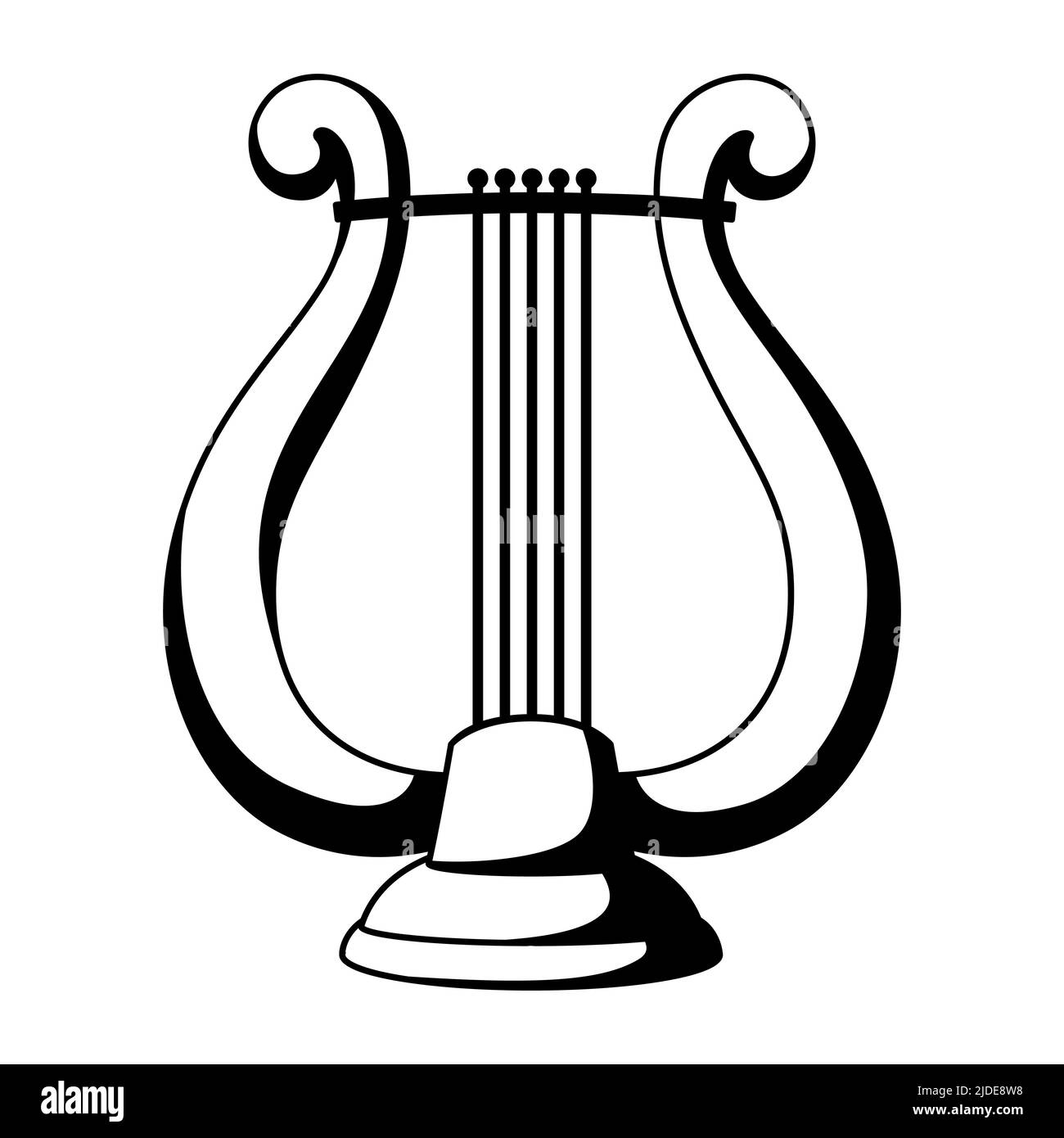 Illustration des griechischen Lyra-Musikinstruments. Traditionelles Theatersymbol. Bild für Theateraufführungen. Stock Vektor