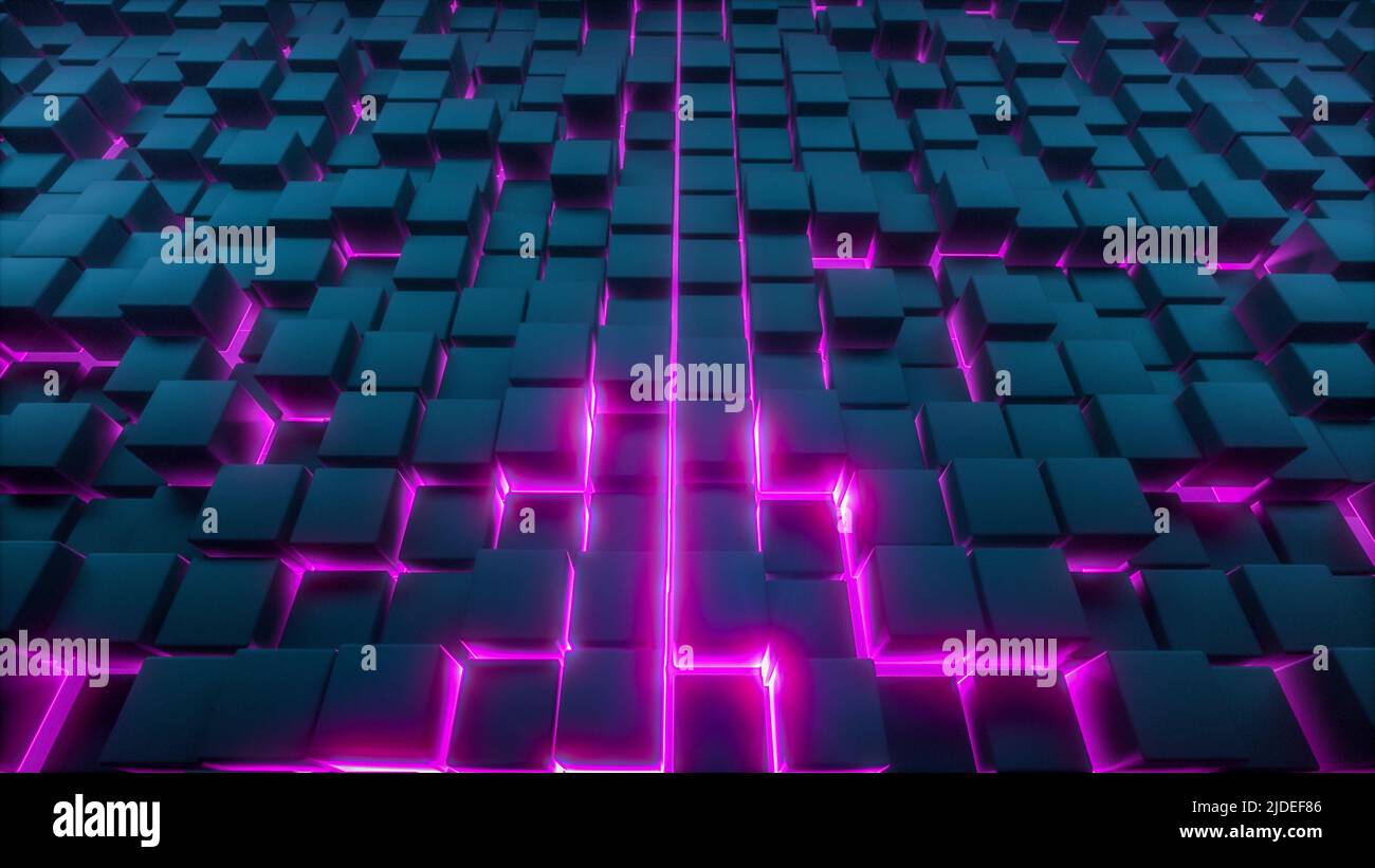 Ein technischer Hintergrund mit Cubes (3D Rendering) Stockfoto