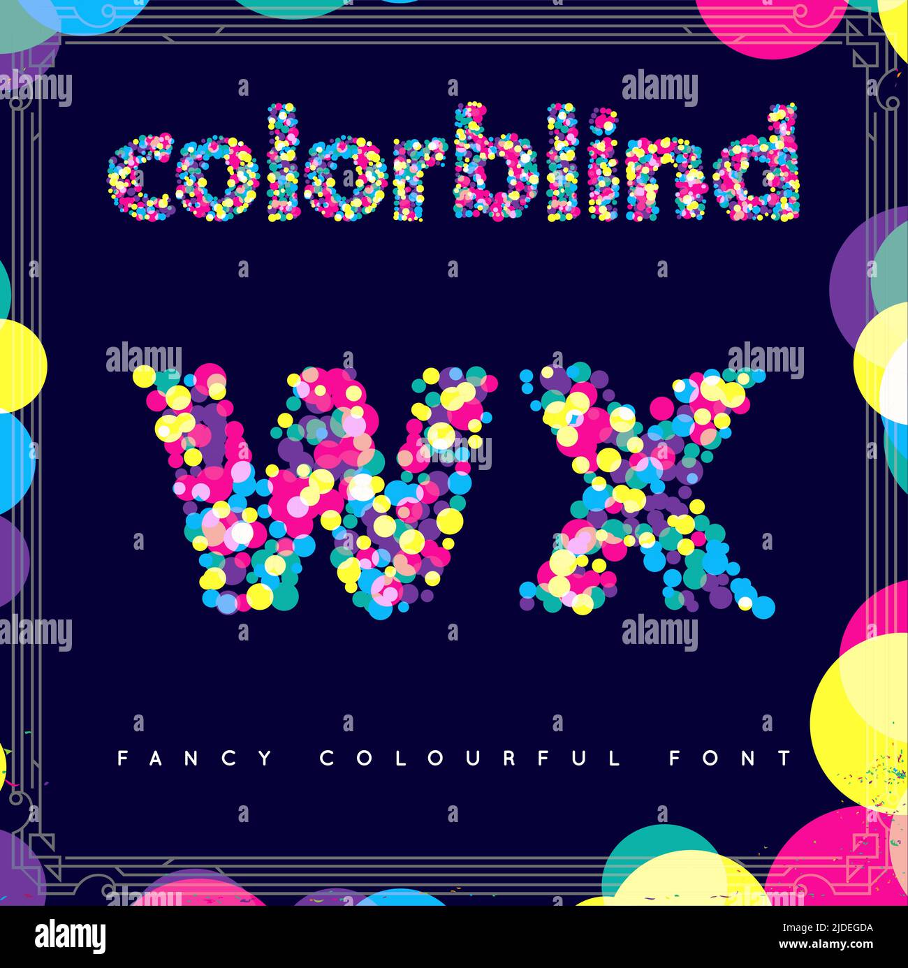 Satz der Schriftart im Farbblindstil in Vektor. Frische Trendfarben. Stock Vektor