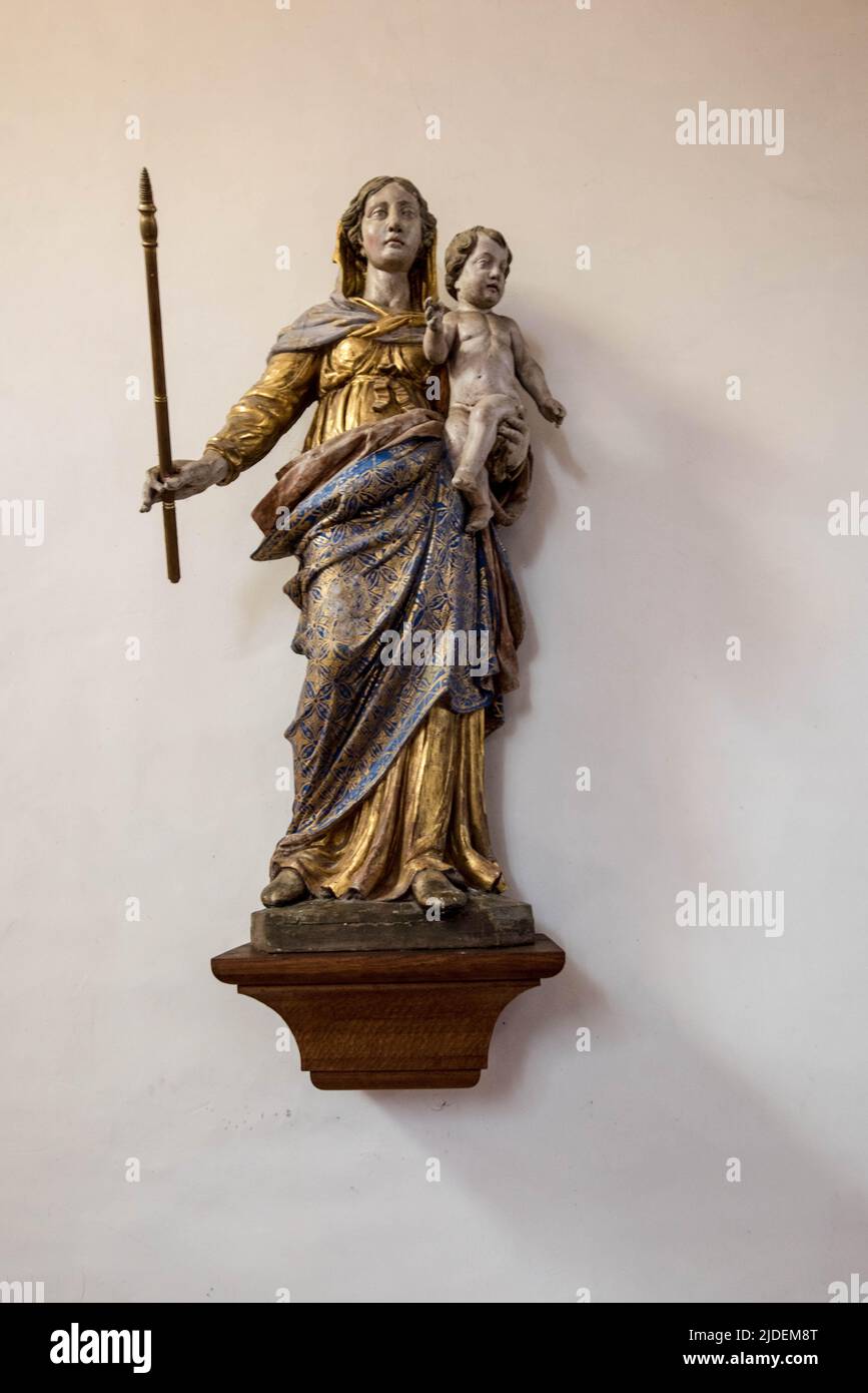 Romanische Kirche, Kloster Murbach, Elsass, Frankreich, gegründet 727 von Primin, eines der ersten großen Klöster im Elsass. Stockfoto