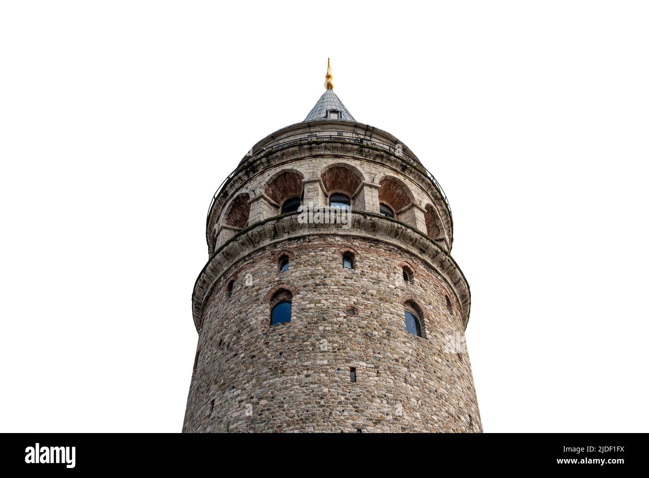 Galata Tower in Istanbul Türkei isoliert auf weißem Hintergrund, berühmtes turistisches Ziel in Istanbul Stockfoto