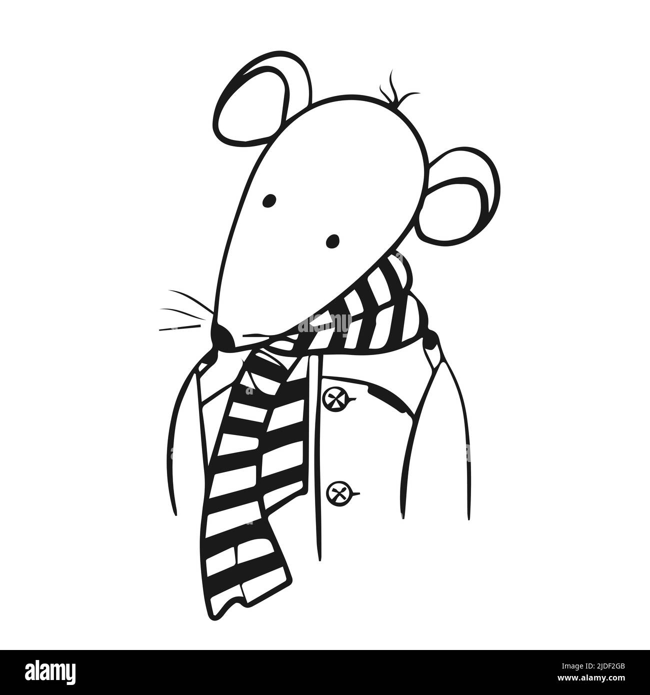 Vektor handgezeichnete Illustration einer niedlichen Maus in Kleidung. Doodle. Stock Vektor