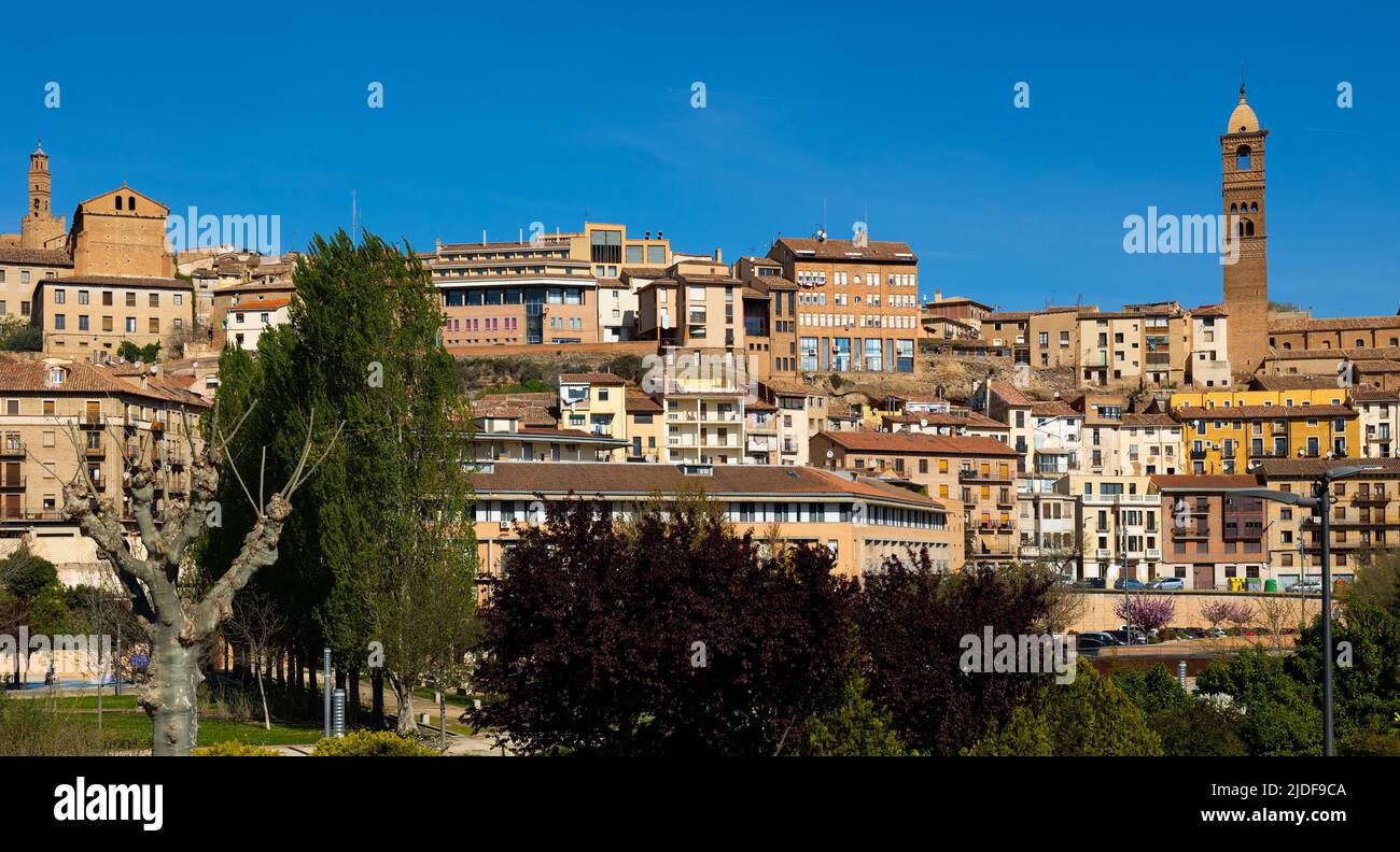 Tarazona und der Turm der Kirche Santa Maria Magdalena. Provinz Zaragoza Stockfoto