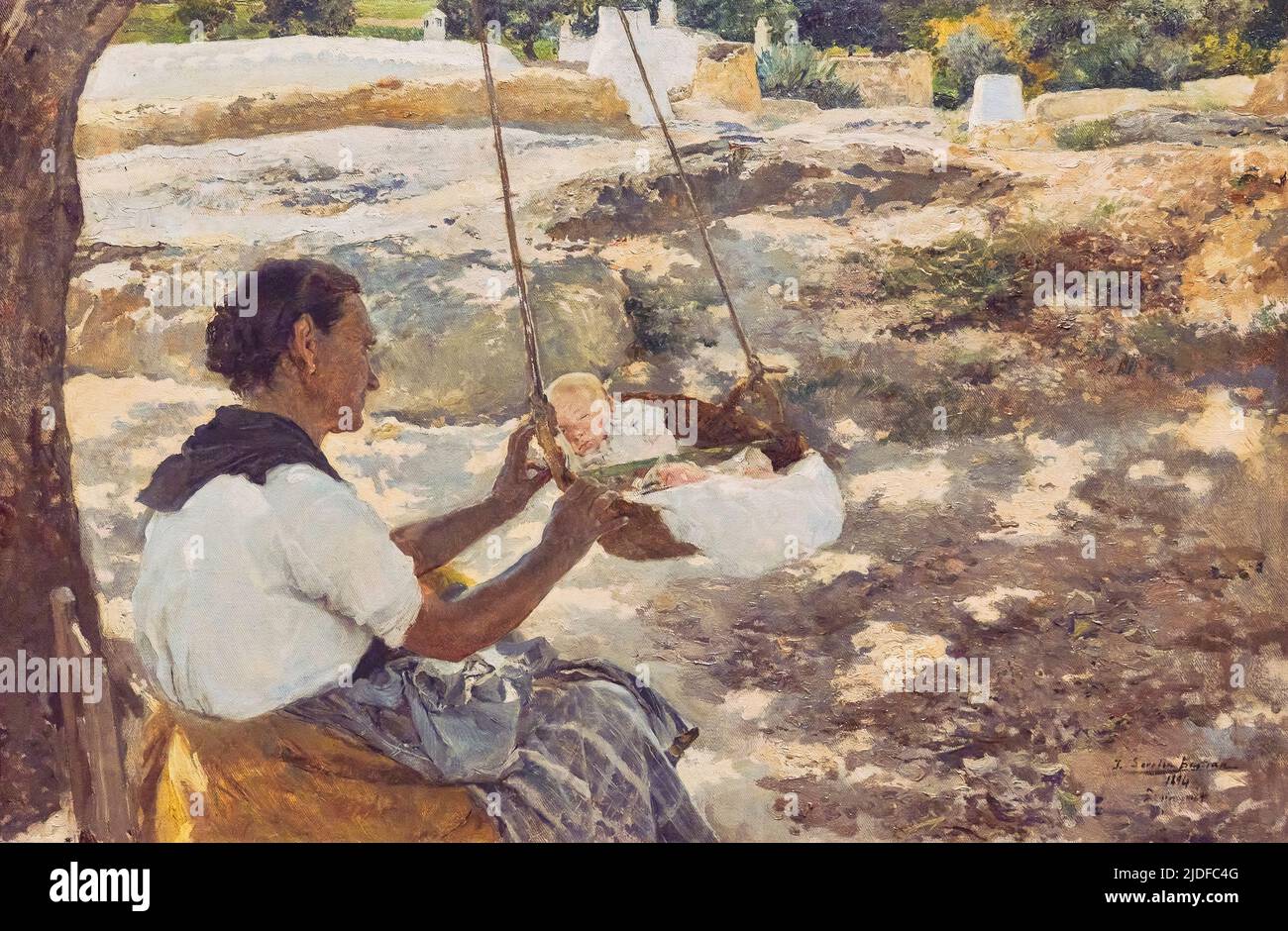 Joaquin Sorolla y Bastida (1863-1923). Die Schaukel (El columpio). 1894. Öl auf Leinwand. 50 x 70 cm. Joaquin Sorolla y Bastida war ein spanischer Maler von t Stockfoto