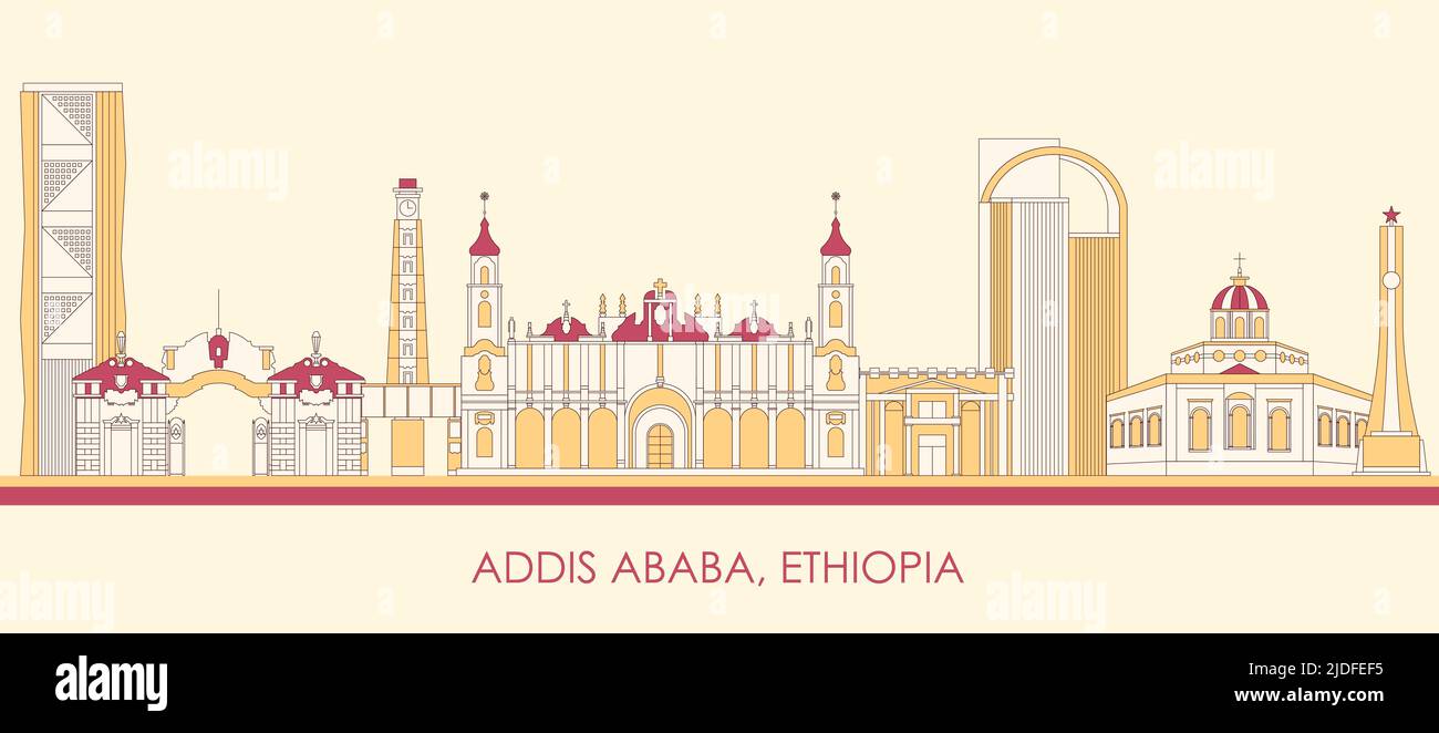 Cartoon Skyline Panorama der Stadt Addis Abeba, Äthiopien - Vektor-Illustration Stock Vektor
