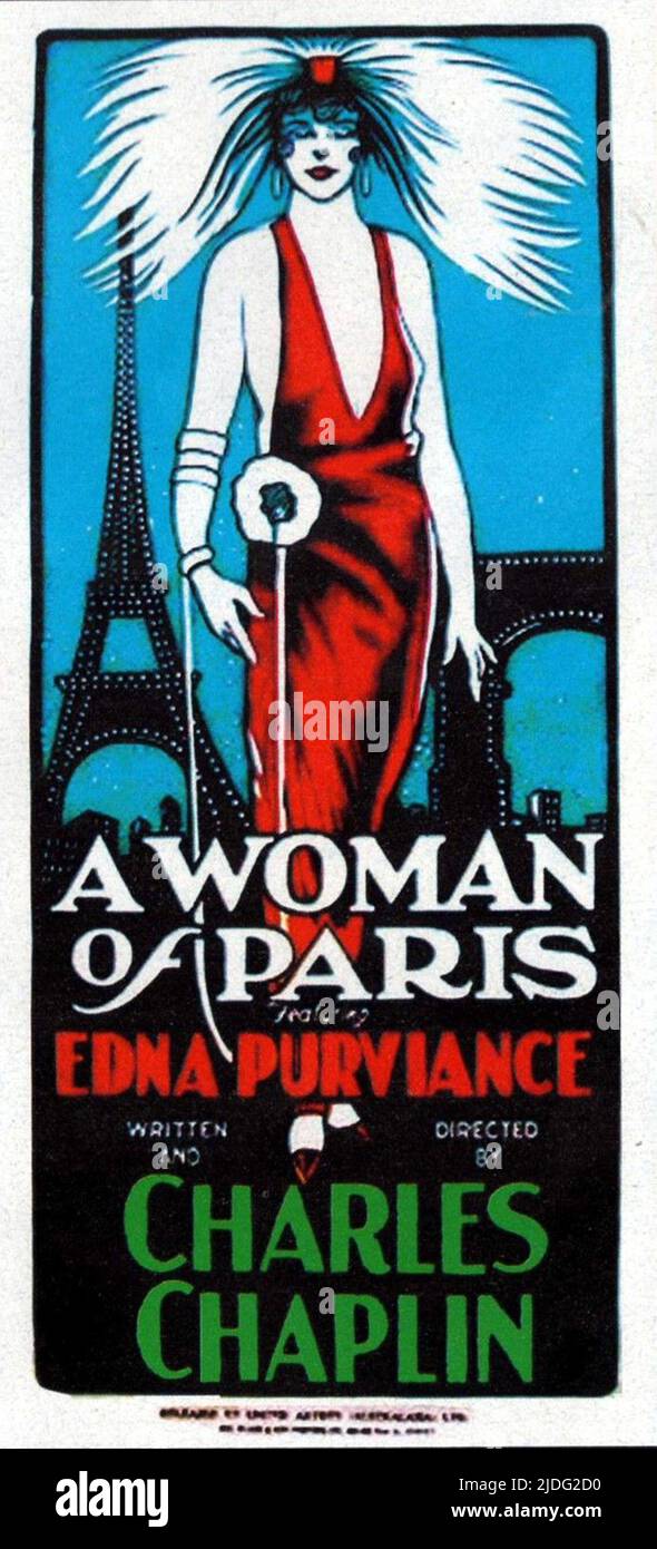 Ein Plakat für den Charlie Chaplin Film A Woman of Paris von 1923. Stockfoto