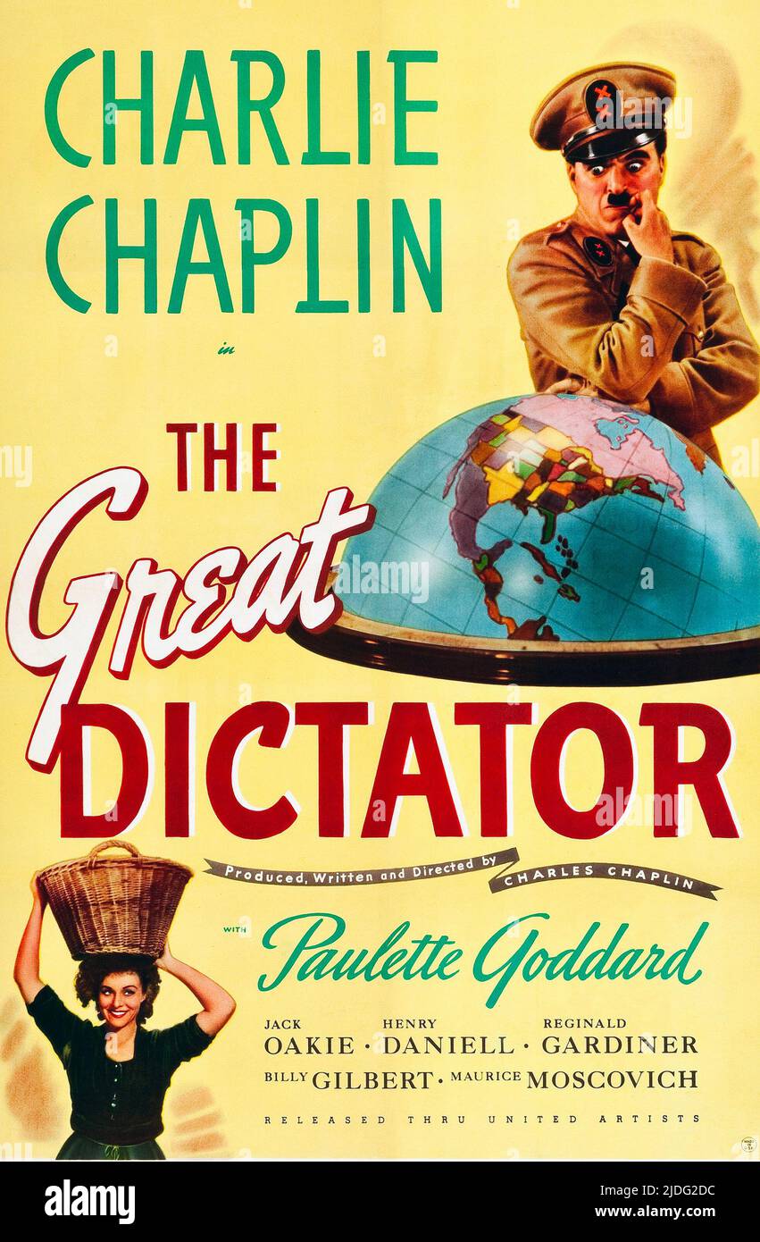 Plakat für den Charlie Chaplin Film 1940 der große Diktator. Stockfoto