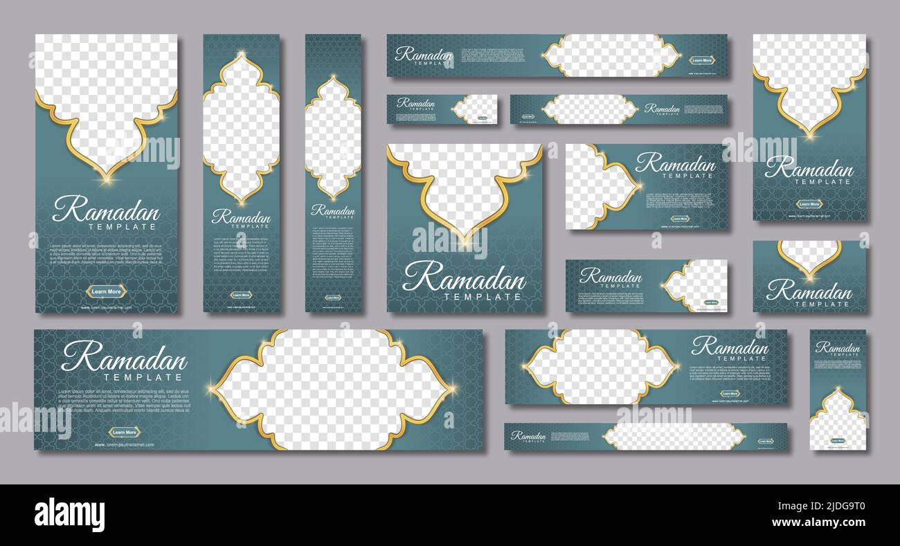 Set von ramadan Web-Banner in Standardgröße mit Platz für Fotos. Ramadan Vorlage Design. vektor-Illustration Stock Vektor