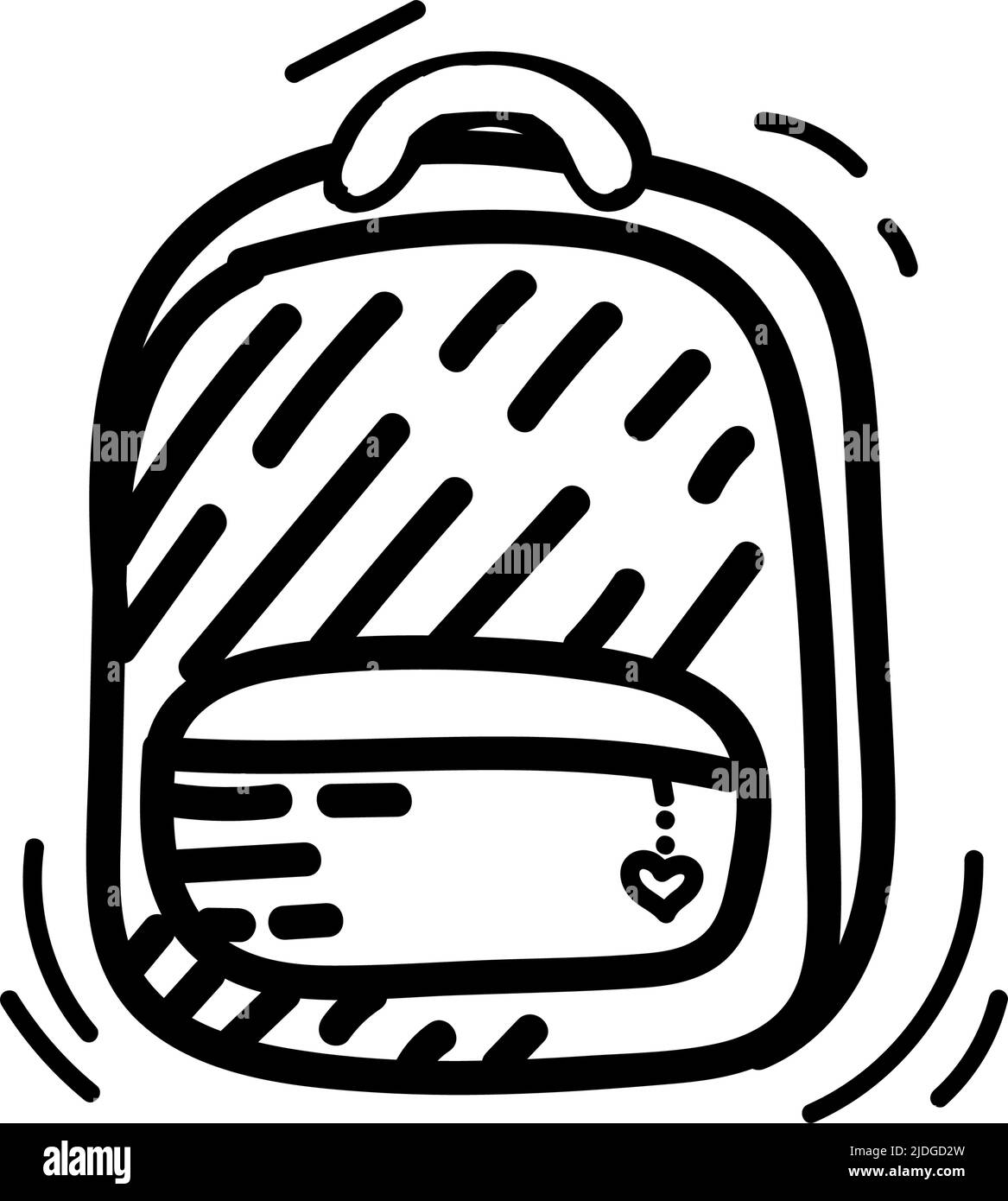 Rucksack, handgezeichnet im Sketch-Stil. Vektor-Clip-Art eines Schul- oder Campingrucksack. Monochrom. Rucksack-Symbol mit Doodle. Isoliertes Element auf dem Stock Vektor