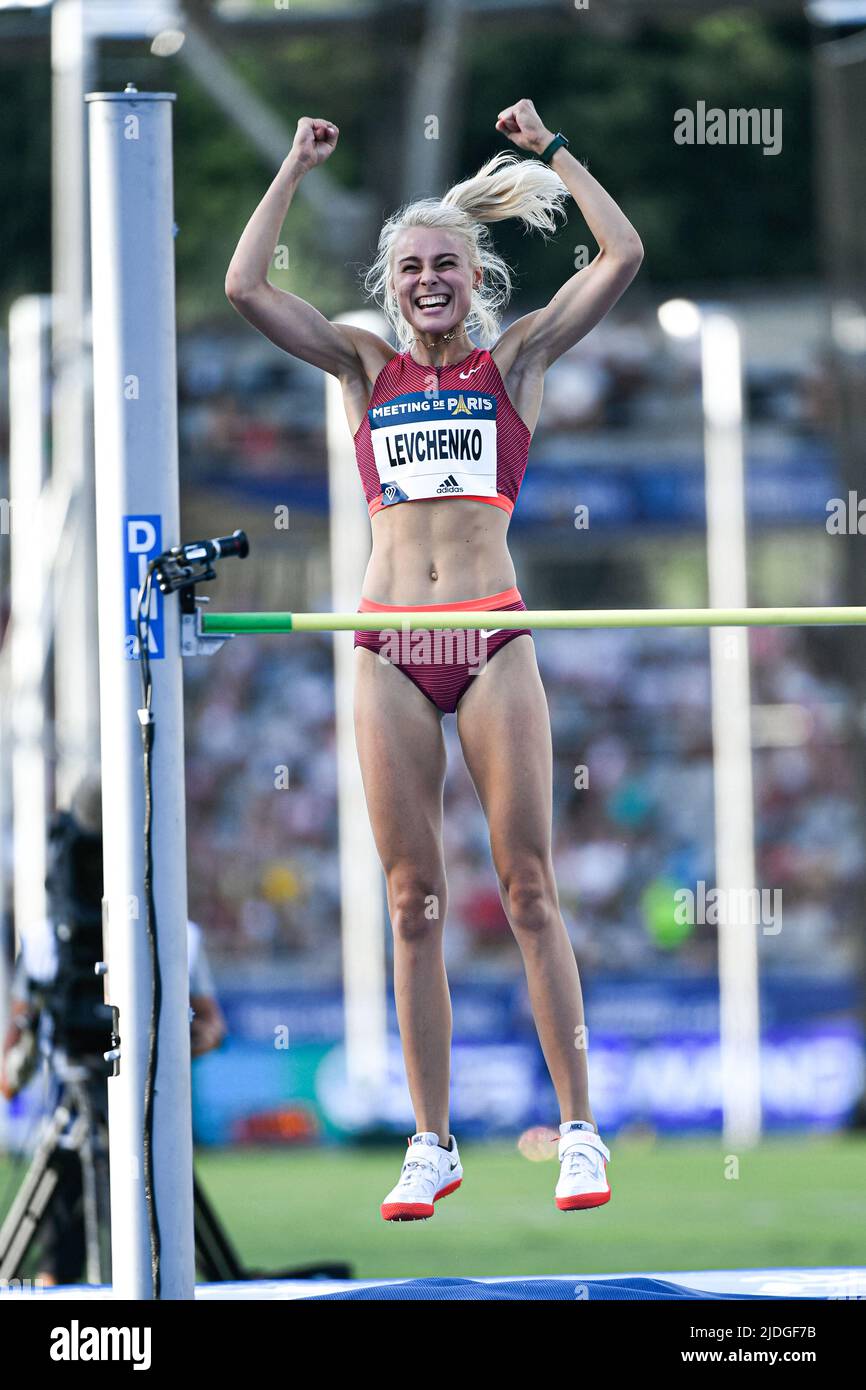 Yuliya (Yuliia) Levchenko aus der Ukraine (Frauen-Hochsprung) während der Wanda Diamond League 2022, Meeting de Paris (Leichtathletik) am 18. Juni 2022 im Charlety-Stadion in Paris, Frankreich. Foto von Victor Joly/ABACAPRESS.COM Stockfoto