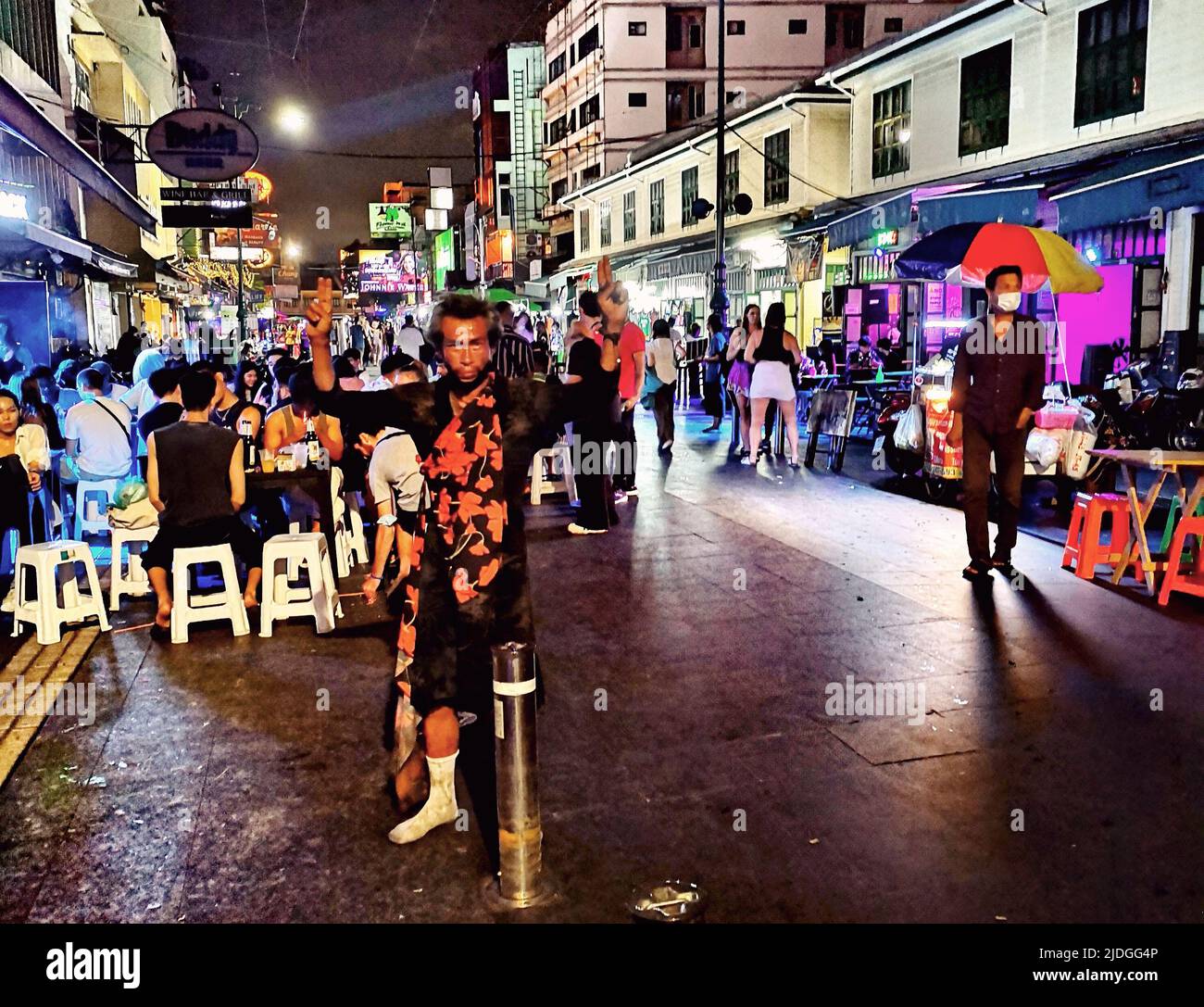 Partyszene, Khao San Rd., Bangkok, Thailand Stockfoto
