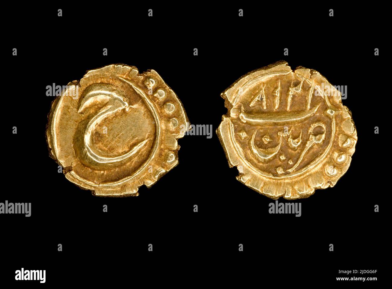 Goldene Fanam-Münze des Tipu Sultan Stockfoto