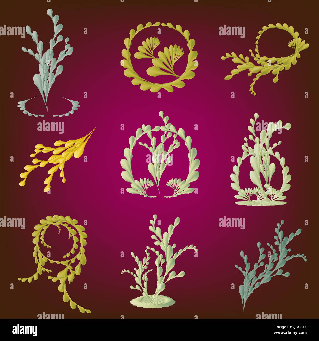Gruppe von klassischen botanischen Blatt Pflanze Ornament abstrakt Hintergrund Kunst Grafik Design Muster Vektor Illustration Stock Vektor