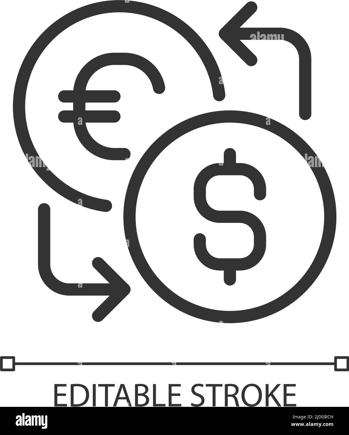 Währungs-Pixel perfektes lineares Symbol Stock Vektor