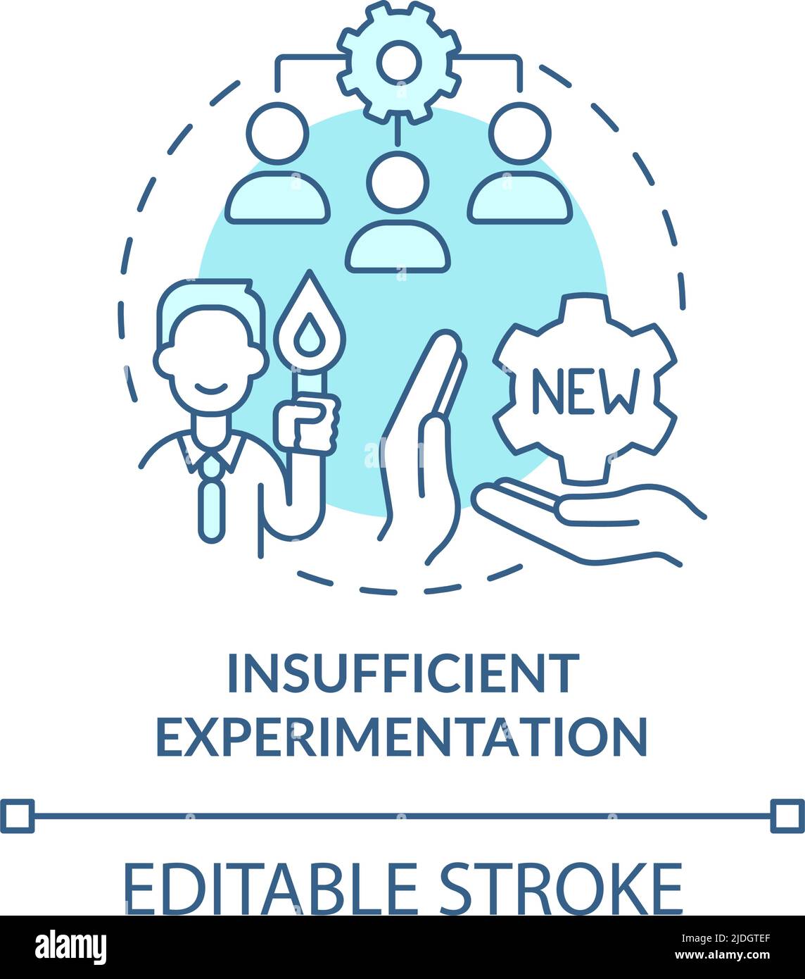 Unzureichende Experimente türkisfarbenes Konzept Symbol Stock Vektor