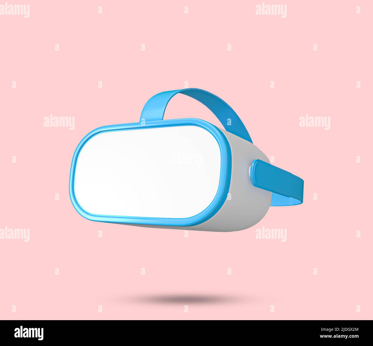 Virtual Reality VR Brille Glas 3D Symbol. Blaues Augmented Reality AR-Glas-Symbol auf rosa Hintergrund. 3D gerenderte Illustration. Stockfoto