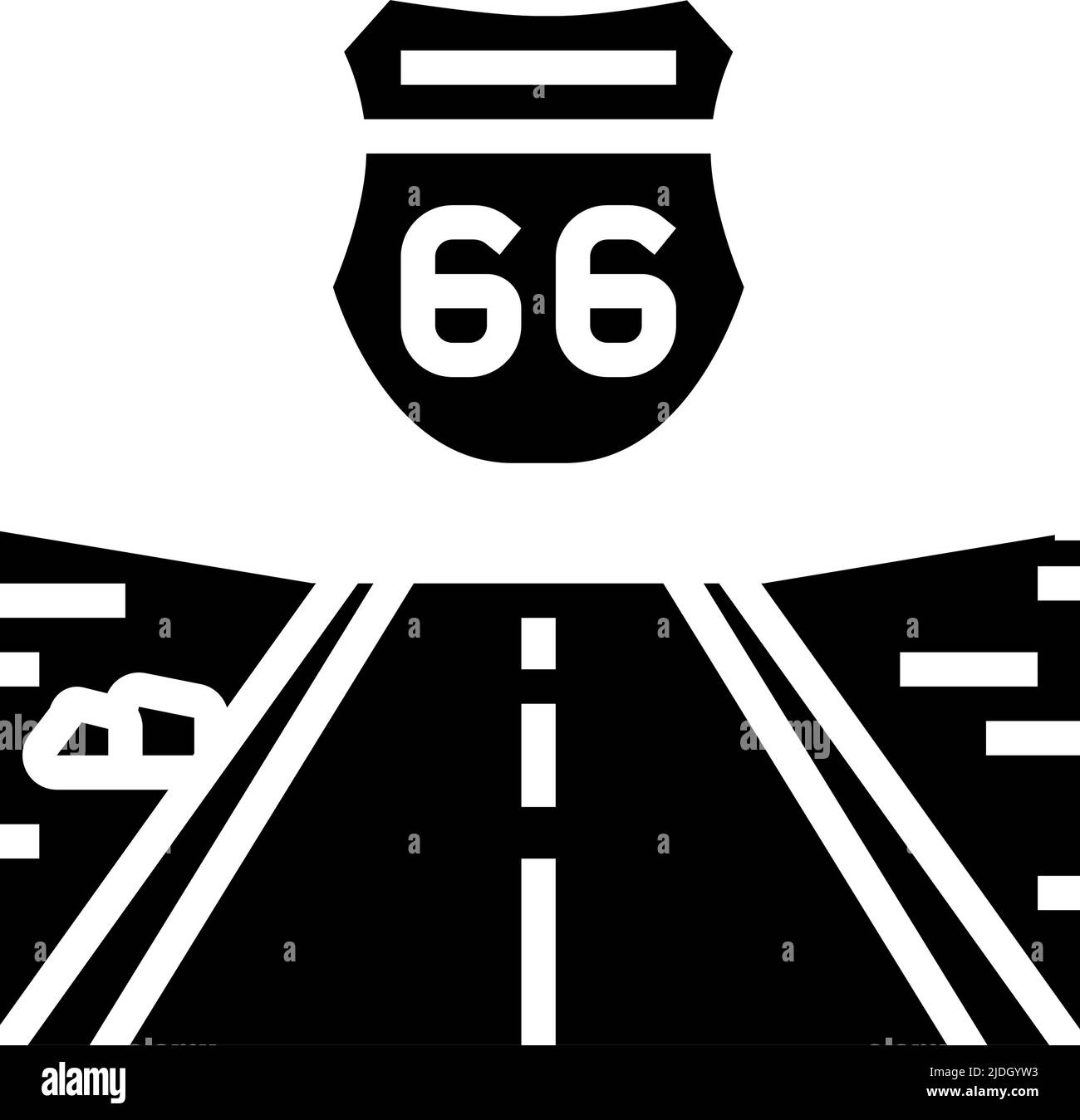 Abbildung des Symbolvektors für highway 66-Glyphen Stock Vektor