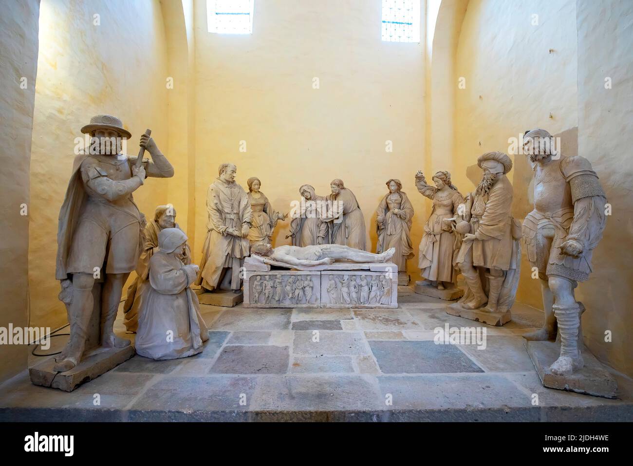 Entombment, die Begräbnisstätte .im Inneren der Kirche St. Vorles. Das alte Städtchen Châtillon-sur-seine liegt in der Region Burgund Stockfoto