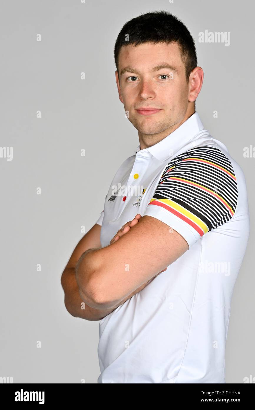 Daan Cox posiert für den Fotografen bei einem Fotoshooting für das belgische Olympische Komitee BOIC - COIB im Vorfeld der World Games 2022 Sportveranstaltung, Montag, 20. Juni 2022 in Deurne, Antwerpen. BELGA FOTO DIRK WAEM Stockfoto