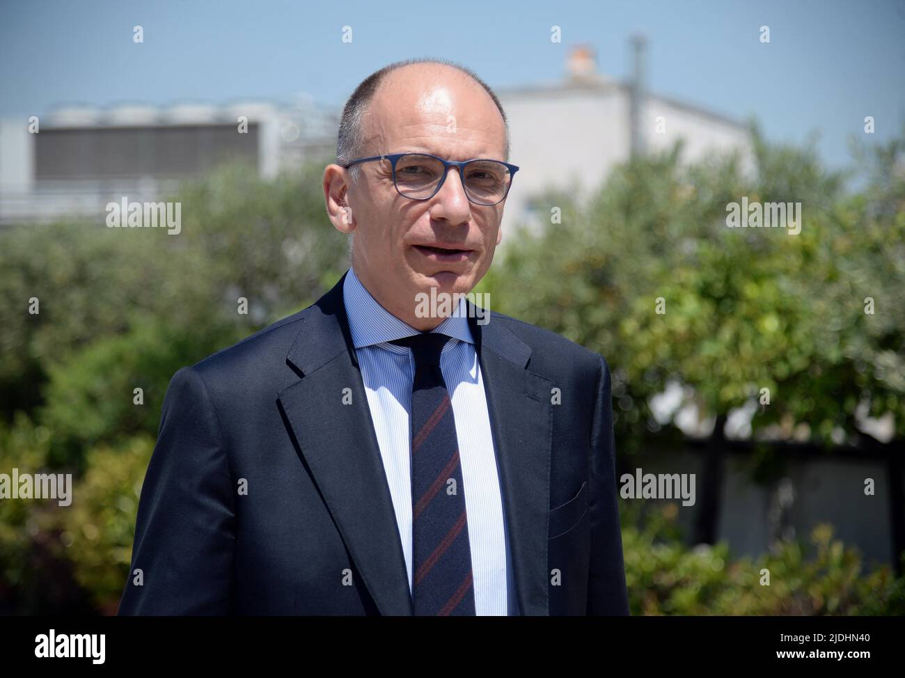 Italien, Rom, 15. Juni 2022: Der Sekretär der Demokratischen Partei, Enrico Letta, nimmt an der Sitzung des Sekretariats der Demokratischen Partei Teil Stockfoto