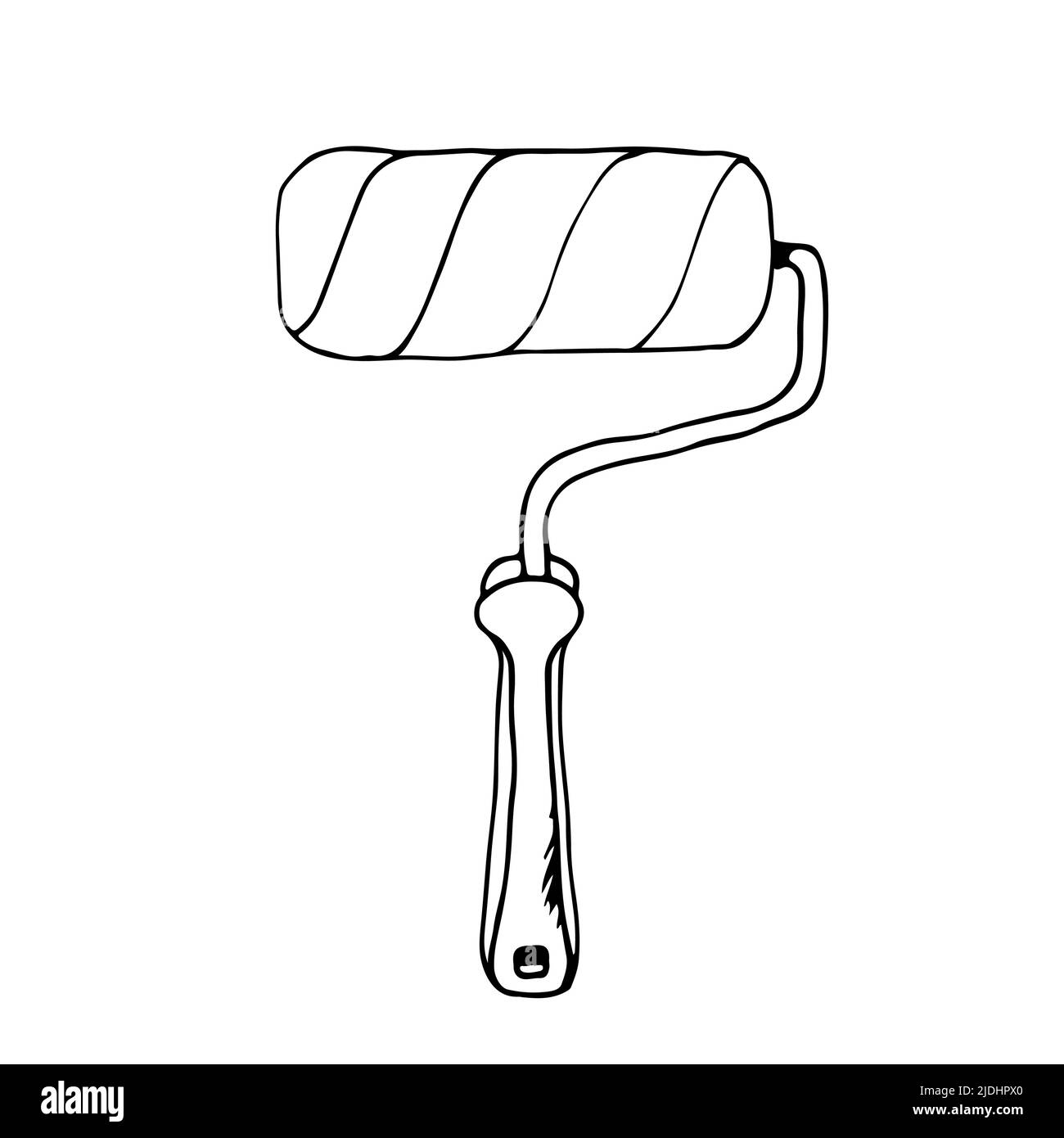 Malrolle, Vektorgrafik von Hand gezeichnet, isoliert auf weißem Hintergrund Stock Vektor