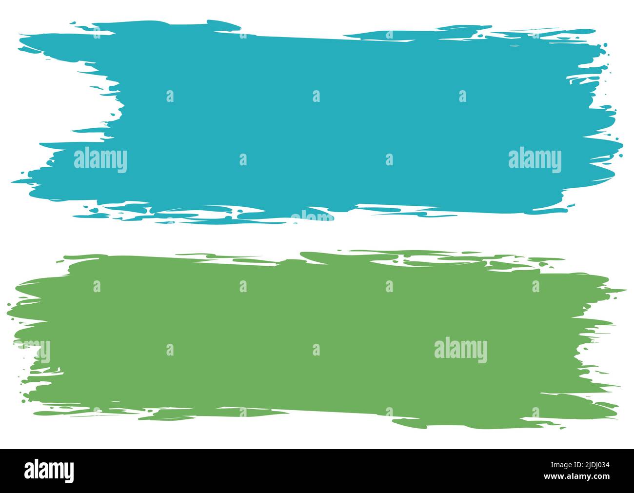 Schablonenetiketten im Pinselstrich-Stil: Eines in Aquamarin und eines in hellgrün. Stock Vektor