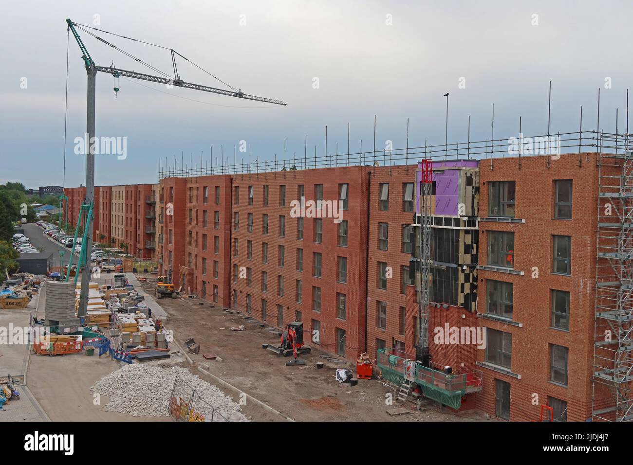 Bau neuer Wohnungen in Station Road, Latchford, South Warrington, Cheshire, England, UK, WA4 Stockfoto